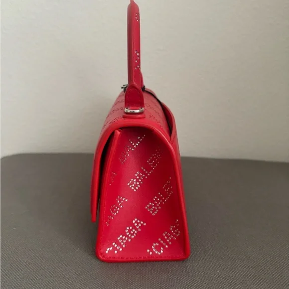 Balenciaga Hourglass Red Leather Crystals-Logo Top Handle Mini Bag, NWT! - Picture 4 of 11